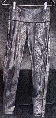 Silver Snakeskin Shimmer High-Waisted Leggings